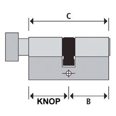 Knop kant = 30mm B = 30mm C = 60mm